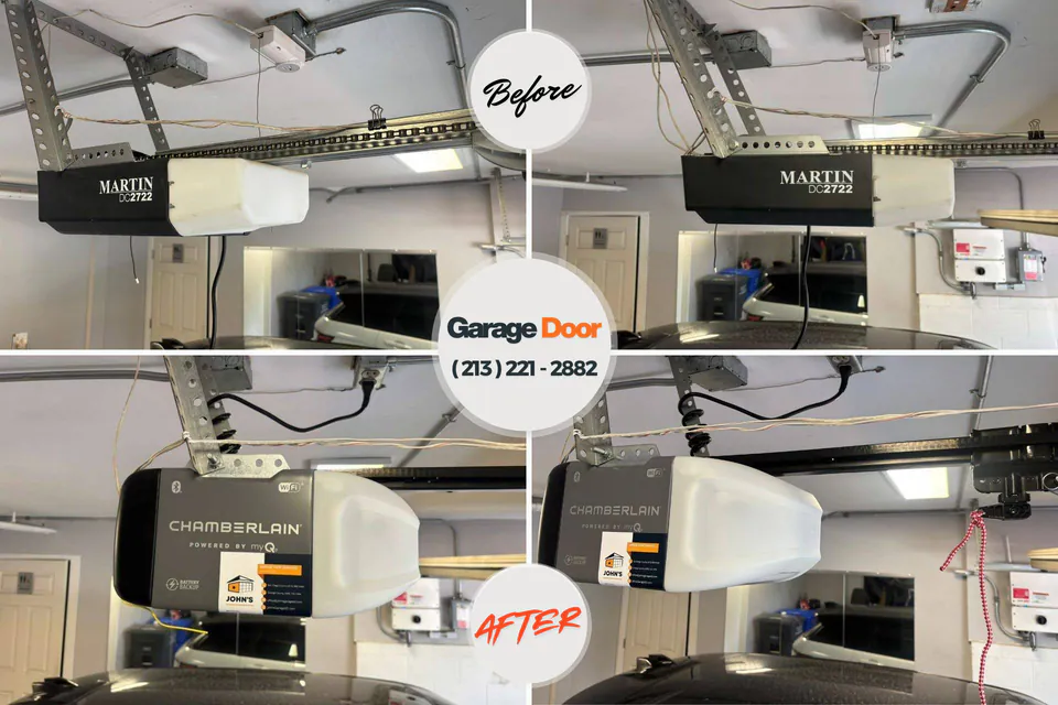 Before and after: garage door repair Newtown Grant, PA